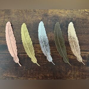 Metal Feather Bookmarks Set